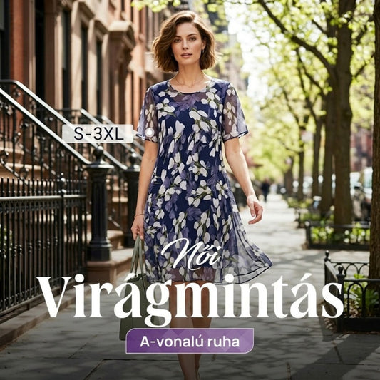Elegáns női hálós ruha | A-vonalú | Öv a derékrészen | Bulikra és esküvőkre | S–4XL
