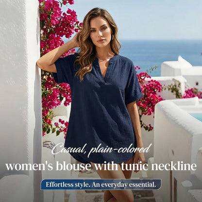 🌸Tavaszi akció 50% kedvezmény👕Divatos laza egyszínű rövid ujjú felső