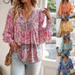 🌺Női divatos nyomtatott póló szív alakú V-nyakkal | S–5XL