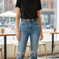 👖 Divatos, slim fit farmer nadrág használt hatású – Női farmer rojtokkal és kényelmes szabással!