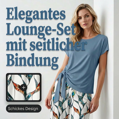 💥30% KEDVEZMÉNY 🔥 Női szett: oldalt megkötős felső & stílusos mintás nadrág ✨ Nyári megjelenés, kényelmes & modern 👗