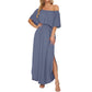 👗 LIMITED-TIME 50% OFF! ✨ Off-Shoulder Ruffled Maxi Dress – Side Slit, Pockets, Flowy 🌸