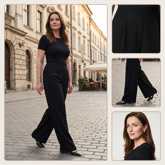 Krep plisszált nadrág | Laza szabás | Záródás nélkül | Irodai és mindennapi viselet | XS–3XL