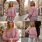 🌺Női divatos nyomtatott póló szív alakú V-nyakkal | S–5XL