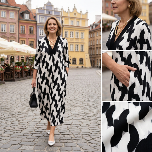 👗Elegáns, félhosszú ujjú maxi ruha S–5XL méretben