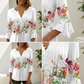 🔥【S-4XL】🌸 Virágmintás V-nyakú gombos felső, Tágas ujjakkal 👚