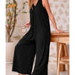 Női alkalmi V-nyakú széles szárú Jumpsuit