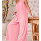 Női alkalmi V-nyakú széles szárú Jumpsuit