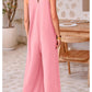 Női alkalmi V-nyakú széles szárú Jumpsuit