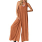 Női alkalmi V-nyakú széles szárú Jumpsuit