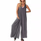 Női alkalmi V-nyakú széles szárú Jumpsuit