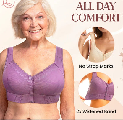 【1+1 ingyenes】👙Női lélegző plus size melltartó, elöl csipkés záródással💖
