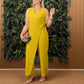 🔥Női egyszínű, V-nyakú kötött jumpsuit🌸