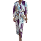 🎨👗Női elegáns, akvarell mintás, kétrészes, átlapolt ruhakészlet