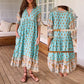 🍃Boho virágmintás ruha V-kivágással és magas derékkal | A-vonalú | Könnyű, lélegző anyag | S–3XL