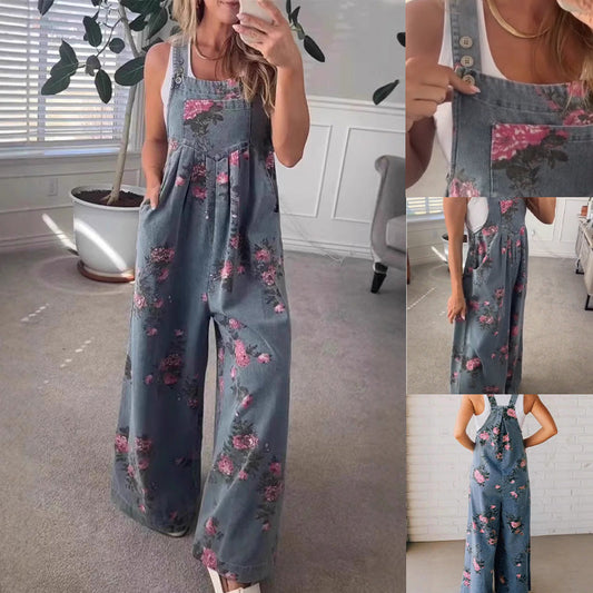 ✨2025 Női Divatos Farmer Overál Nyomott Mintával -30% Kedvezmény💖
