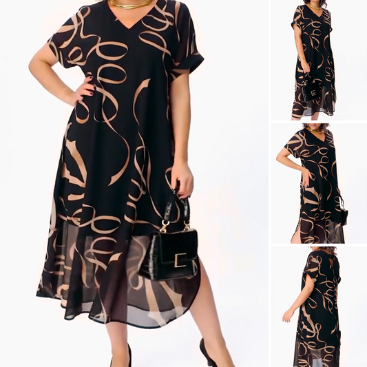 【S-5XL】❄️Sifon nyomott hosszú ruha