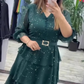 🔥😍[S-4XL]🥳V-nyakú térdig érő ruha👗