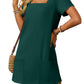 👗【S-2XL】💕Négyzet alakú nyak zseb rövid ujjú ruha