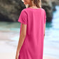 👗【S-2XL】💕Négyzet alakú nyak zseb rövid ujjú ruha