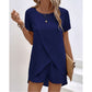 👗 30% KEDVEZMÉNY! ☀️ Női kétrészes szett – aszimmetrikus felső és rövidnadrág – Egyszínű, légies és sokoldalú nyárra, strandra és hétköznapokra 🏖️