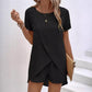 👗 30% KEDVEZMÉNY! ☀️ Női kétrészes szett – aszimmetrikus felső és rövidnadrág – Egyszínű, légies és sokoldalú nyárra, strandra és hétköznapokra 🏖️