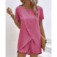👗 30% KEDVEZMÉNY! ☀️ Női kétrészes szett – aszimmetrikus felső és rövidnadrág – Egyszínű, légies és sokoldalú nyárra, strandra és hétköznapokra 🏖️