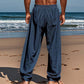👖🌟 PROMO FLASH 30% ! Férfi Laza Vászonkeverék Nadrág – Egyenes Szabás, Húzózsinór, Megerősített Zsebek, 5 Szín, Gépi Mosható, Tökéletes Nyárra & Mindennapokra 🍃