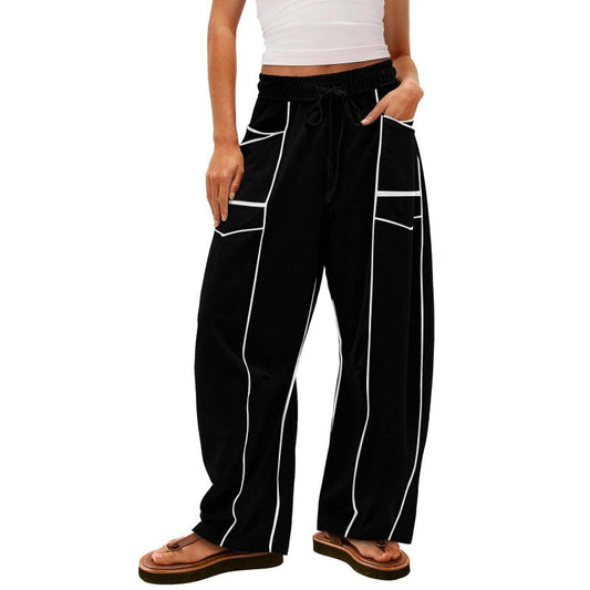 👖 KORLÁTOZOTT IDEIG 30% KEDVEZMÉNY! ✨ Női húzózsinóros széles szárú nadrág – bő, színblokkos, egész napos kényelem 🌿