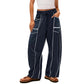 👖 KORLÁTOZOTT IDEIG 30% KEDVEZMÉNY! ✨ Női húzózsinóros széles szárú nadrág – bő, színblokkos, egész napos kényelem 🌿