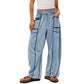 👖 KORLÁTOZOTT IDEIG 30% KEDVEZMÉNY! ✨ Női húzózsinóros széles szárú nadrág – bő, színblokkos, egész napos kényelem 🌿