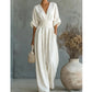 🎁 Új termékek akciós áron: 50% kedvezmény🎊Elegáns, V-nyakú, széles szárú, derékban szűkített, karcsúsító jumpsuit