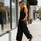✨【S–3XL】😍Női ujjatlan, V-nyakú, széles szárú jumpsuit🎊