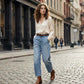 👖 KORLÁTOZOTT IDEIG 30% KEDVEZMÉNY! ✨ Női farmer – Magas derék, Rövidített, Bő szárú ✨