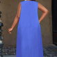 💥Laza, testhezálló ruha, nagy méretben 【XL–6XL】👗Női, zsebes, ujjatlan, hosszú ruha