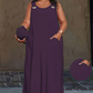 💥Laza, testhezálló ruha, nagy méretben 【XL–6XL】👗Női, zsebes, ujjatlan, hosszú ruha