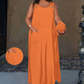 💥Laza, testhezálló ruha, nagy méretben 【XL–6XL】👗Női, zsebes, ujjatlan, hosszú ruha