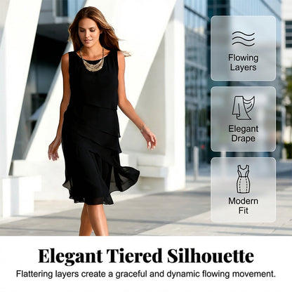 👗Új érkezés💟Elegáns, ujjatlan, réteges női ruha