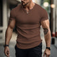 👕Férfi slim fit, egyszínű Henley ing