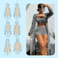👙Női, háromrészes fürdőruha-szett geometrikus mintával, S–XL méretben