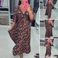 👗V-nyakú, nyomtatott maxi ruha 3/4 hosszú ujjakkal
