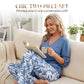 Set aus Damenbluse mit V-Ausschnitt und bedruckter Hose mit weitem Bein