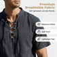 👕 MOST 30% KEDVEZMÉNY! 🏖️ Férfi alkalmi fűzős rövid ujjú ing – Légáteresztő lenvászon keverék ☀️