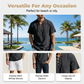 👕 MOST 30% KEDVEZMÉNY! 🏖️ Férfi alkalmi fűzős rövid ujjú ing – Légáteresztő lenvászon keverék ☀️