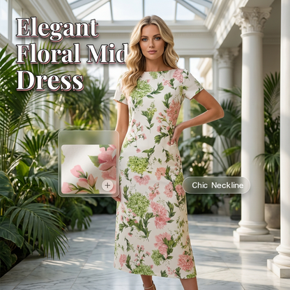 👗2026 Új Stílus🌿Női Virágmintás Shift Ruha