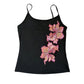 Slim Fit Spagetti pántos tank felső csillogó virágdíszítéssel