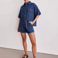 👕 30%-OS KORLÁTOZOTT IDEIG TARTÓ AKCIÓ! ✨ Farmer ing és rövidnadrág szett – laza szabás, húzózsinóros derék, 2 darabos 🧵