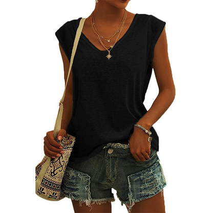 ⏳Időkorlátozott akció⏰Női alkalmi V-nyakú, bő szabású tank top