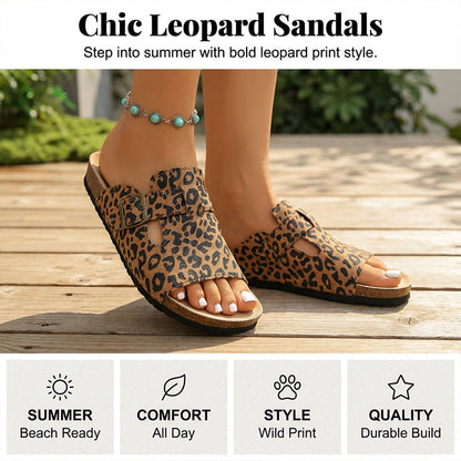 👡 IDŐSZAKOS 30% KEDVEZMÉNY! ✨ Leopárdmintás platformpapucs – csattal, 3 cm-es sarokkal, csúszásmentes 🐆