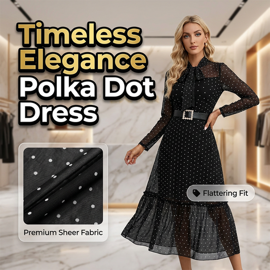 📢📢30% KEDVEZMÉNY!! ⏰Elegáns pöttyös nyakkendős midi ruha